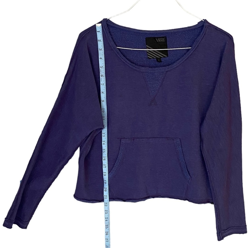VANS Raw Edge Sweatshirt Long Sleeve Cropped Pullover Blue/Purple Women Size L - Picture 7 of 11